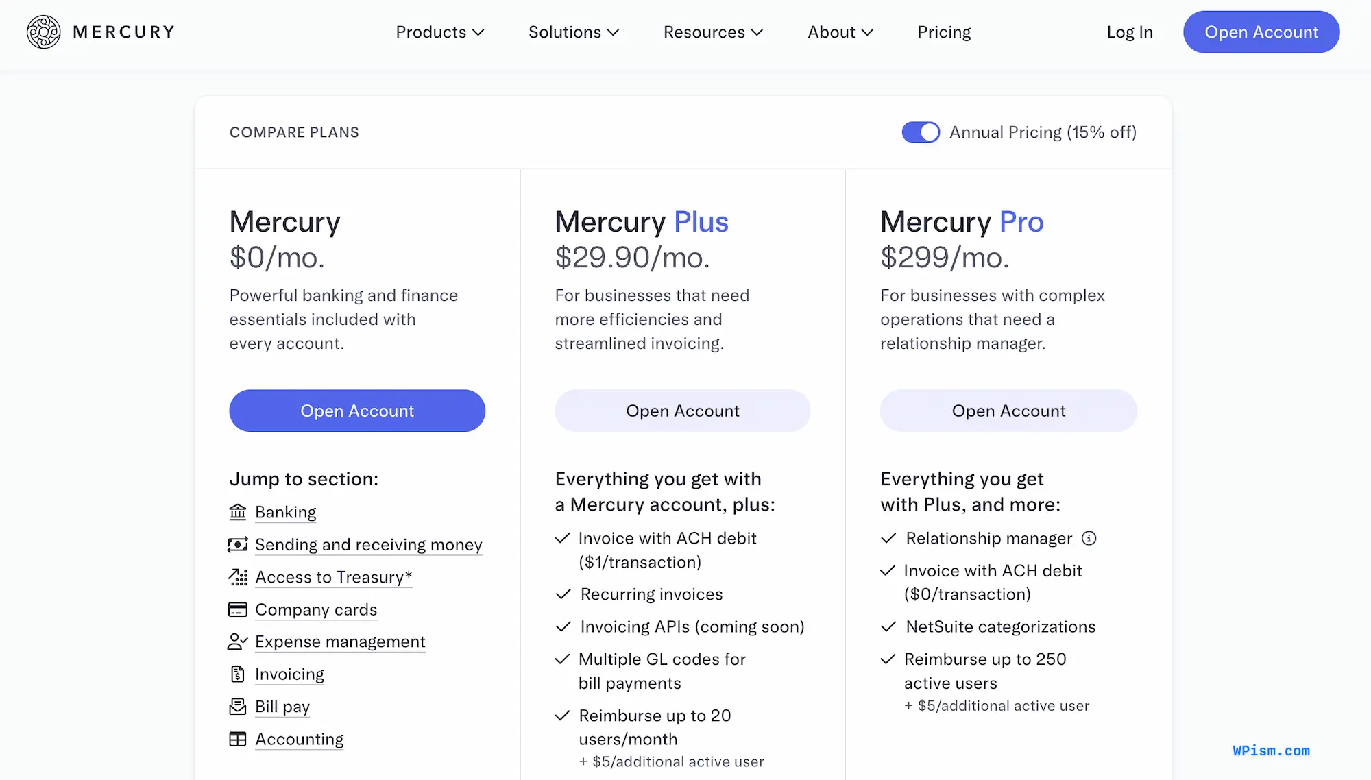 Mercury Bank Pricing discount