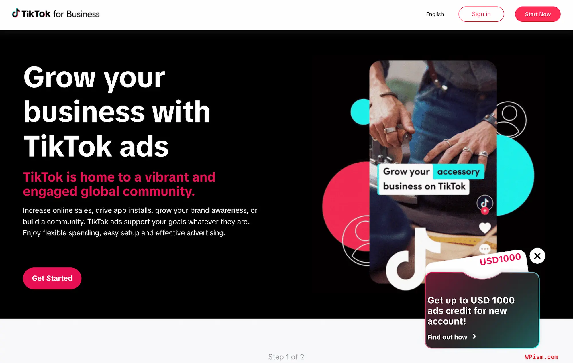 TikTok Ads Coupon 1000 Free Credits Offer