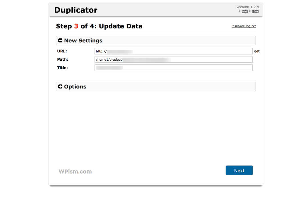 Update Data Duplicator Plugin Move WordPress Website